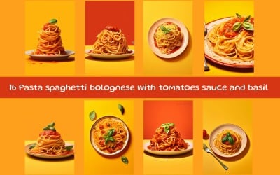 Pasta spaghetti bolognese with tomatoes sauce and basil