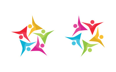 Human care group network and social logo design v.56