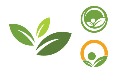 Illustrazione del logo del concetto vegano di ecologia foglia natura v.113