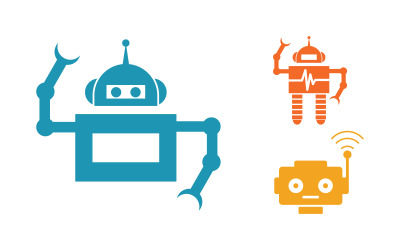 Uroczy szablon projektu logo ikony robota v.5