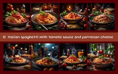 Italian spaghetti with tomato sauce and parmesan cheese