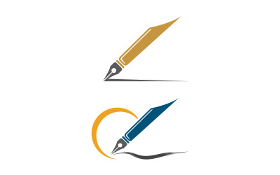 Modello di progettazione del logo dello scrittore con penna e piuma v.6