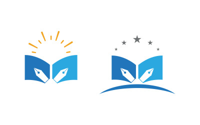 Modello di progettazione del logo dello scrittore con penna e piuma v.7