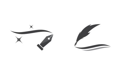 Pen feather writer logo illustration template design v.10