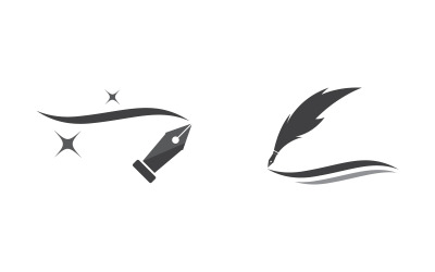 Stiftfeder-Autor-Logo-Illustrationsvorlage, Design v.10