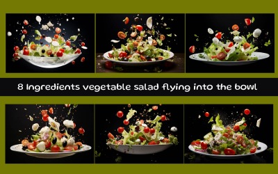 Zutaten Gemüsesalat fliegen in die Schüssel