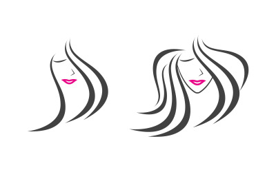 Beautiful Woman hair face character logo illustration v.20