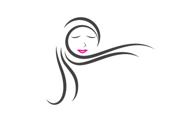 Beautiful Woman hair face character logo illustration v.21