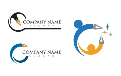 Pen feather writer logo illustration template design v.11
