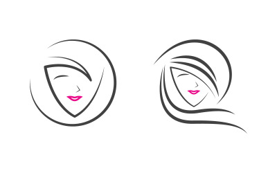 Schöne Frau Haar Gesicht Charakter Logo Illustration v.19