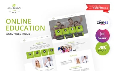 Gymnasie - Onlineutbildning Elementor WordPress-tema