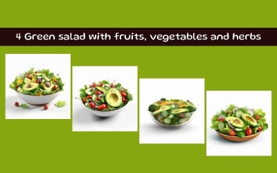Green salad with fruits, vegetables and herbs