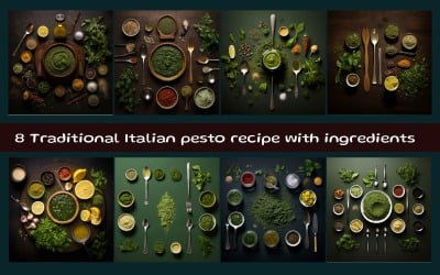 Traditional Italian pesto recipe with ingredients