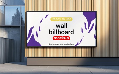 Wooden Wall Advertising Billboard Mockup - Rustic Outdoor Billboard Mockup on Wooden Wall