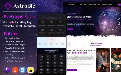 AstroBiz - Dünya çapında Falcılar ve Astrologlar için Küresel Tek Sayfalık Bootstrap HTML5 Şablonu