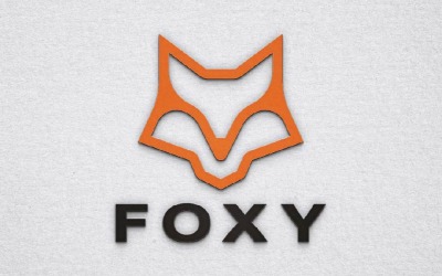 Fox Foxy Animal Head Maskotka Linia Logo Szablon