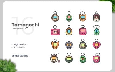 16 个 Tamagochi 彩色图标集
