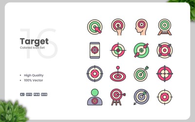 16 Target Colored Icons Set