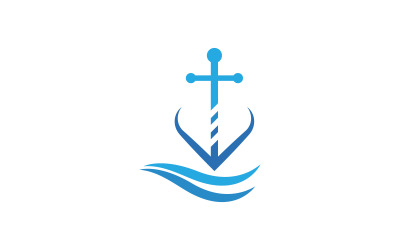 Icona dell&amp;#39;onda dell&amp;#39;ancora Elemento Logo design Template vettoriale v.2