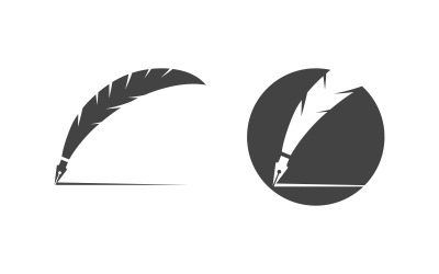 Pen feather writer logo illustration template design v.17