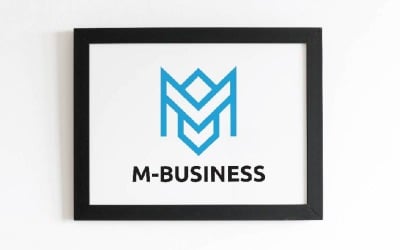Blue M Letter Business Branding Arrow Abstract Line Logo Template