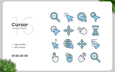 16 Cursor Colored Icons Set