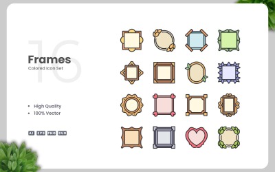 16 Frames Colored Icons Set
