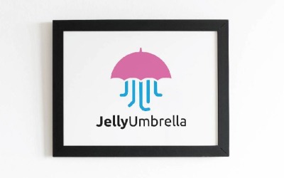 Jellyfish Sea Life Umbrella Protection Unique Logo Template