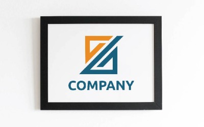 Modello di logo astratto con linea di branding aziendale a doppio triangolo