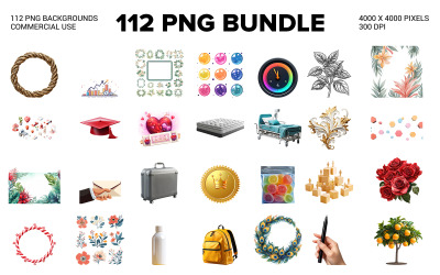 PNG Clipart Bundle 112+ Unique Elements Transparent Background - Creative PNG Elements Collection