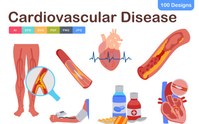Cardiovascular Disease Icons Pack – Medical Heart Health &amp;amp; Diagnosis Symbols