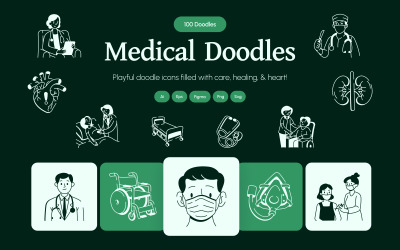 Conjunto de garabatos médicos modernos