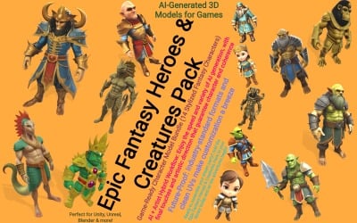Epic Fantasy Heroes &amp;amp; Creatures Pack 3D Model