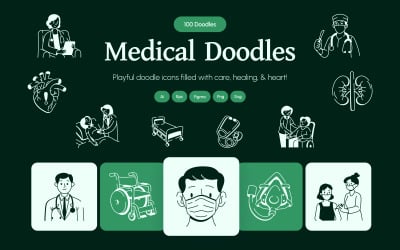 Modern Medical Doodles Set