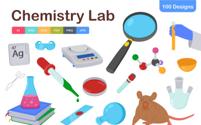 Pack d&amp;#39;icônes de laboratoire de chimie – Équipement scientifique et symboles de laboratoire