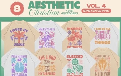 Paquete de diseños de camisetas cristianas estéticas vol. 4