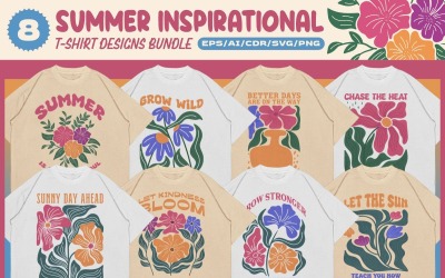 Paquete de diseños de camisetas inspiradoras de verano