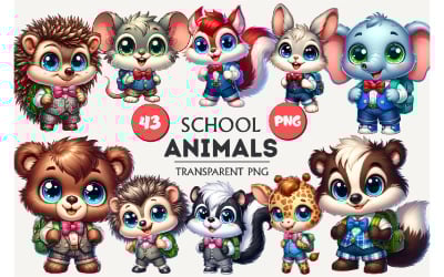 School animal cartoon. TShirt Sticker.