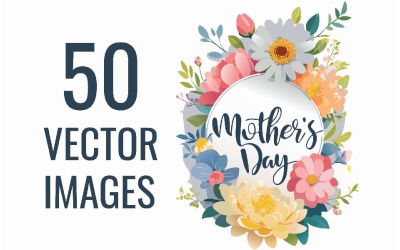 50 Happy Mothers Day for Gift Card Vector Images