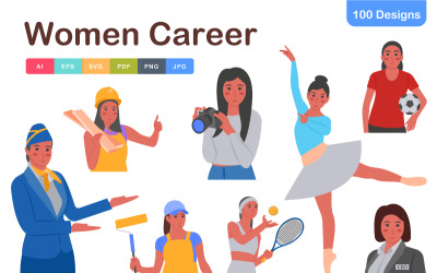Kvinnor Karriär Ikoner Pack – Professional och Empowerment Symbol Collection