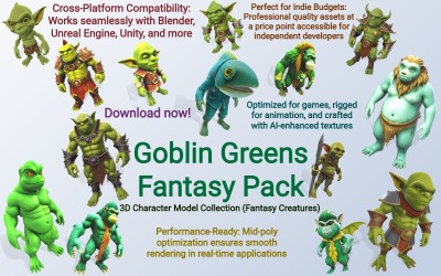 Modèle 3D du pack fantastique Goblin Greens