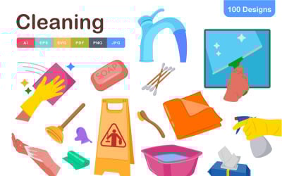 Набор иконок для уборки – символы домашних дел и гигиены