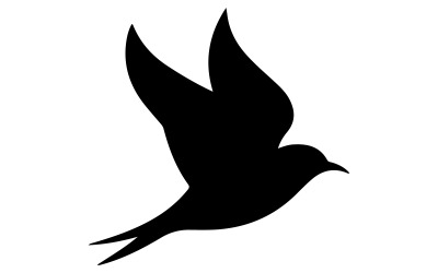 O logotipo apresenta uma silhueta verde escura de um pássaro