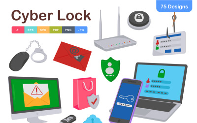 Pacchetto icone Cyber Lock – Simboli di lucchetto digitale sicuro