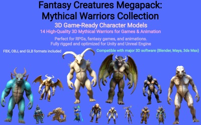 Fantasy Creatures Megapack: Kolekcja Mitycznych Wojowników Darmowy Model 3D