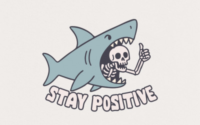 Funny Shark and Skeleton PNG, Trendy Vintage Design for Stickers, Wall Art, DTF Shirt Design,