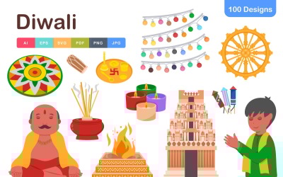Diwali Icons Pack – Celebrate with Vibrant Designs!