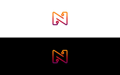 Futuristic Letter N Logo Design – Technology Tech Line N Logo Gradient Line Letter N Logo