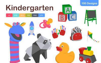Kindergarten Icons Pack – Cute, Colorful &amp;amp; Editable Vector Set