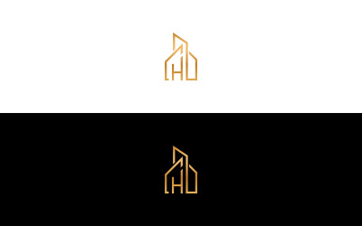 Modern initiaal H-logo – abstract bouwontwerp voor architectuur en vastgoed H House-logo
